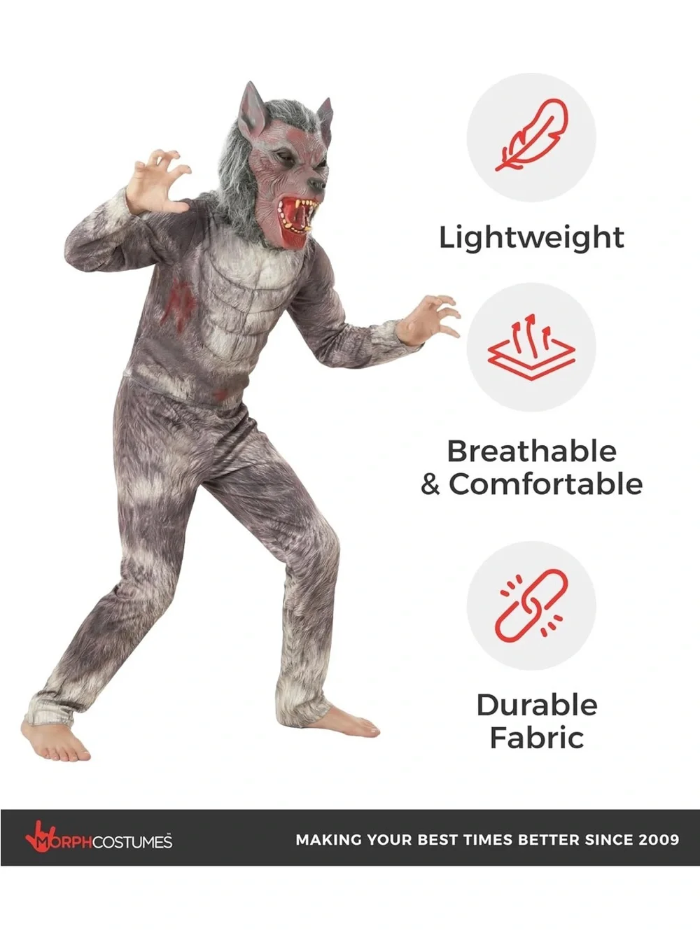 MORPH Kids Werewolf Halloween Costume Big Bad Wolf Costume size small